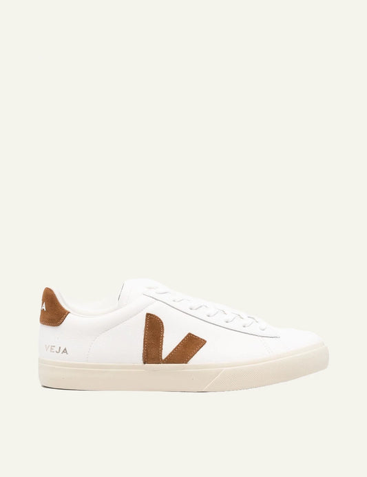 Women's Veja white leather sneakers with brown suede V logo