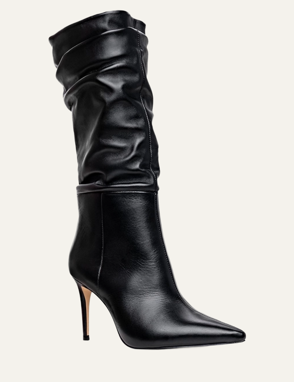 CARRANO BLACK LEATHER SLOUCHY BOOTS