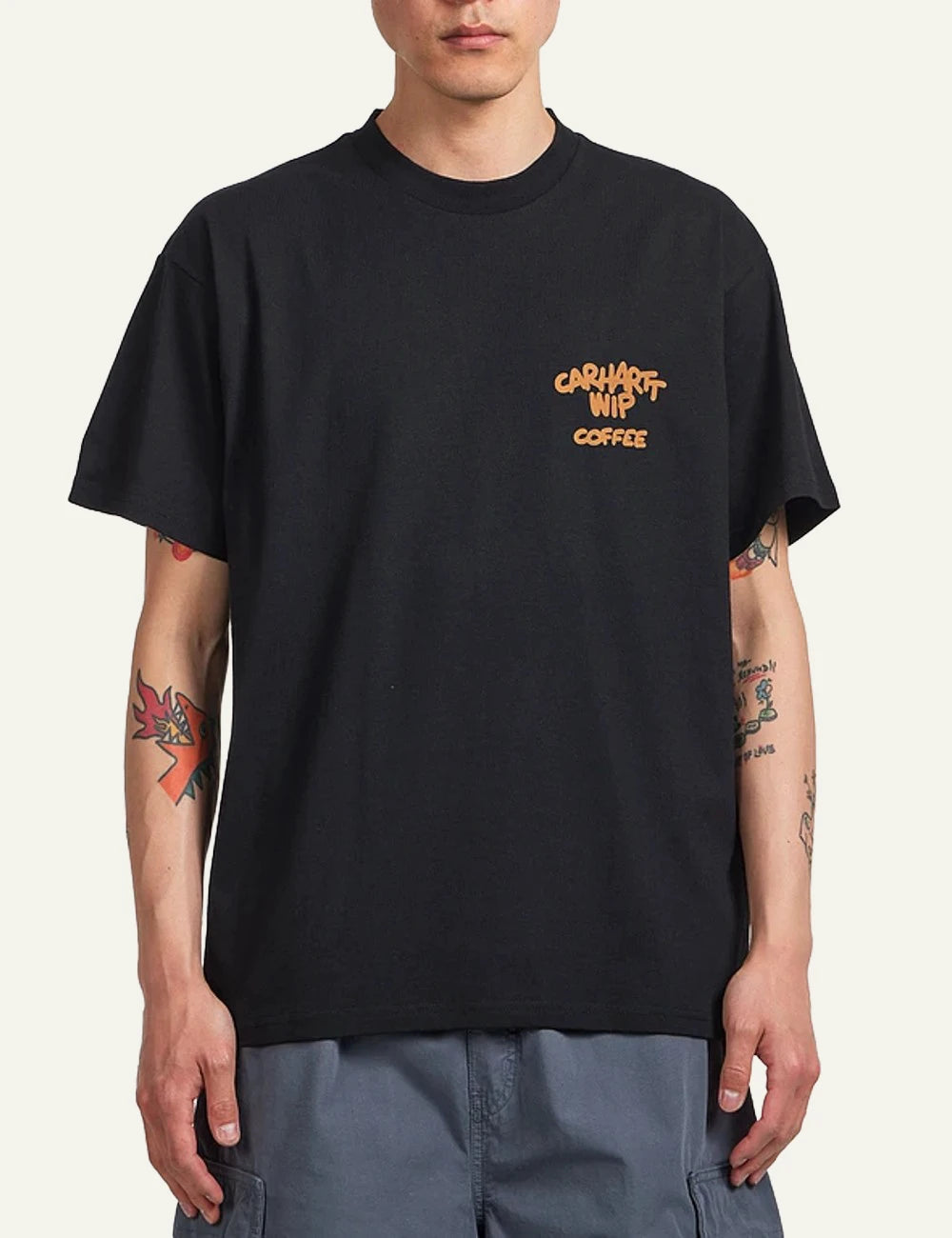 Carhartt WIP Coffee Break t-shirt black me print logo sto stithos