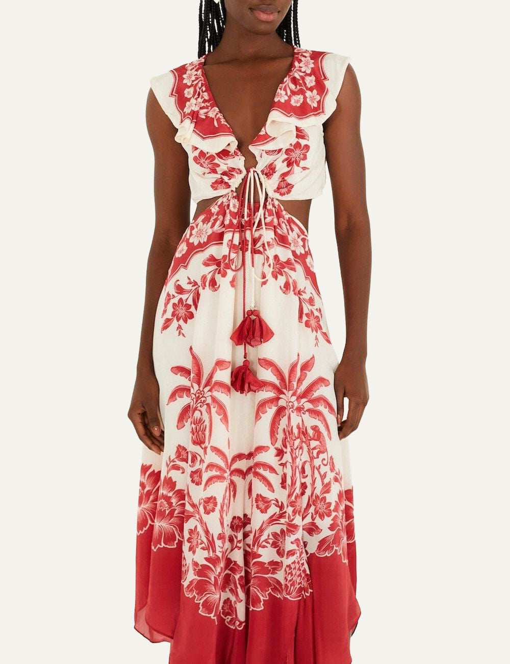 FARM Rio sleeveless midi dress full look summer tropical style