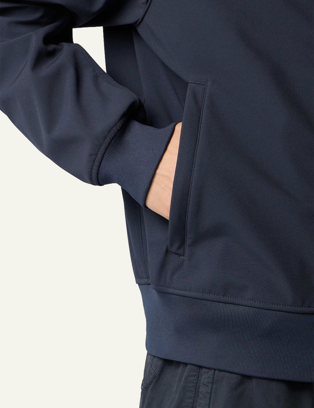 Men's Stone Island navy blue hooded performance jacket with Compass patch pocket