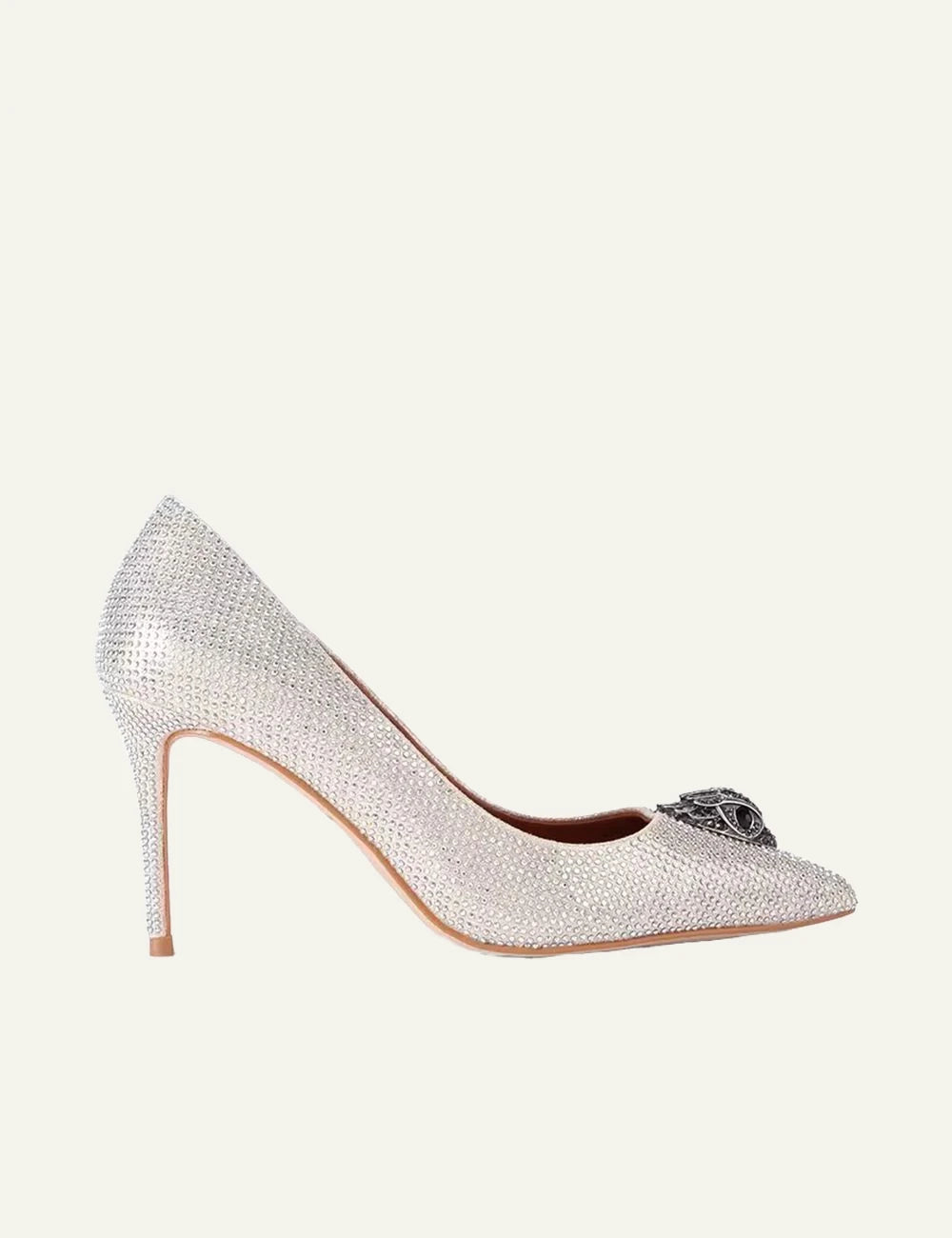 Ασημί γόβα Kurt Geiger London με crystal embellished heel, side view