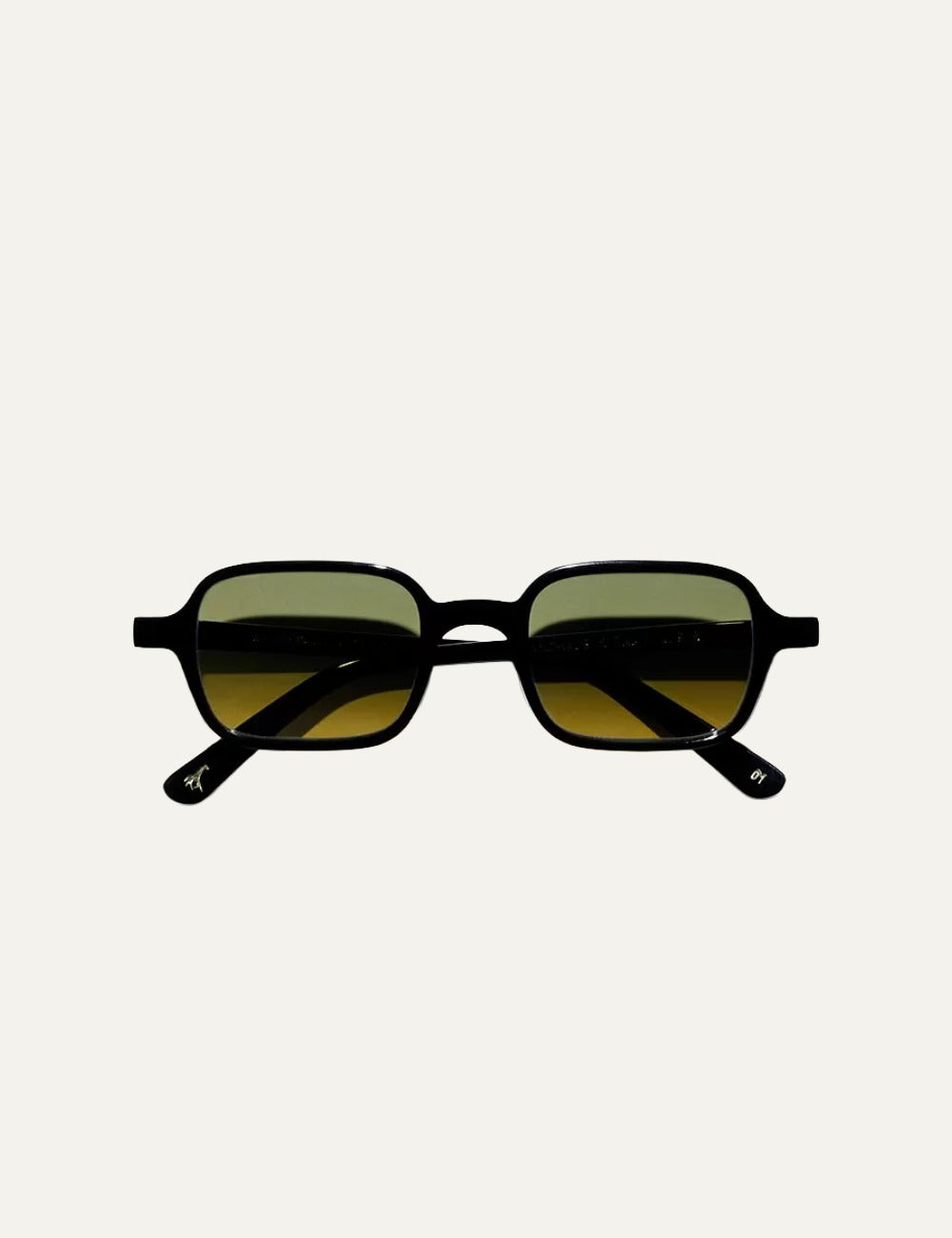 LGR Marrakech sunglasses black frame yellow gradient lenses top view