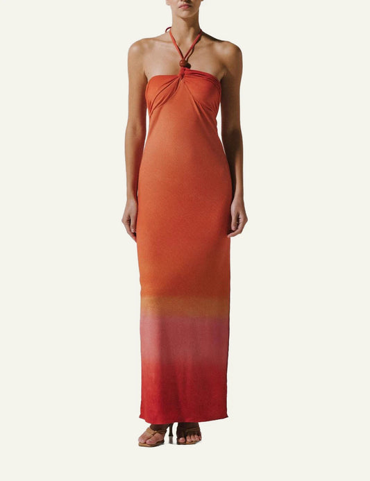 Baobab Bari maxi dress atardecer titicaca halter ombre front view