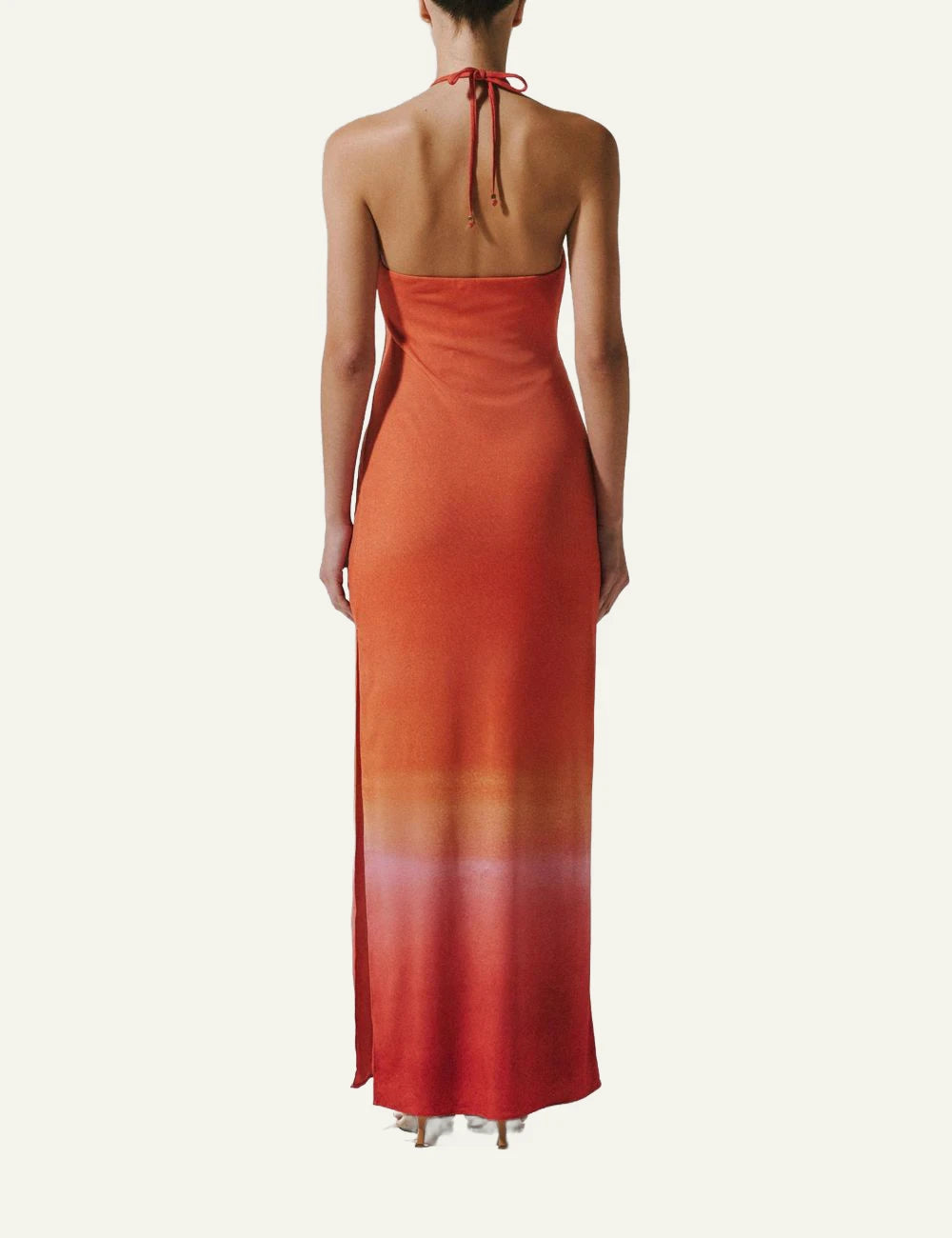 Baobab Bari maxi dress atardecer titicaca halter ombre back view