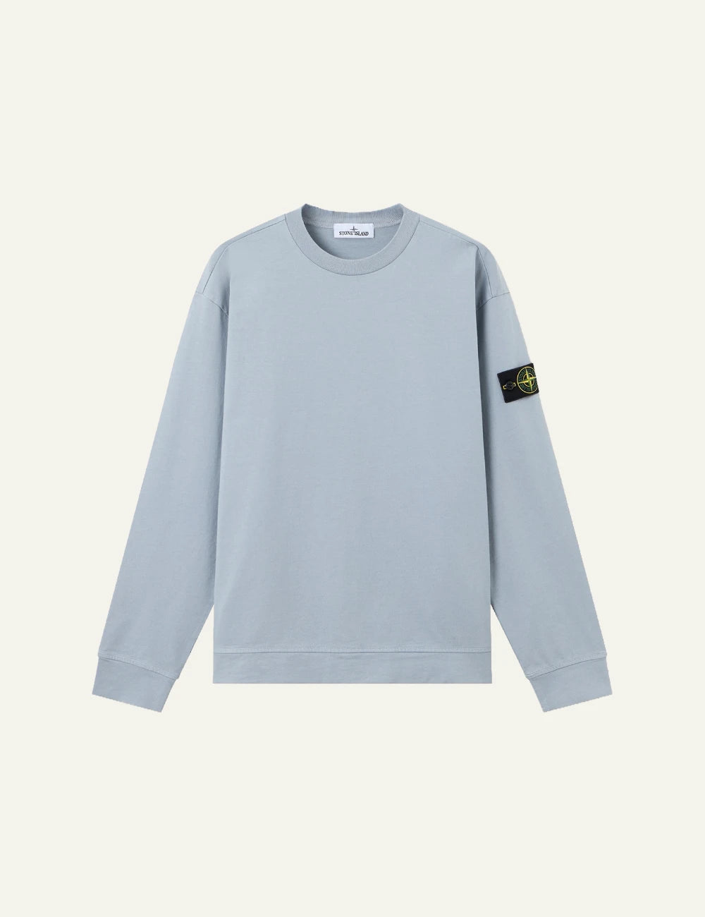 Men's Stone Island light grey organic cotton jersey sweatshirt with Compass logo patch
