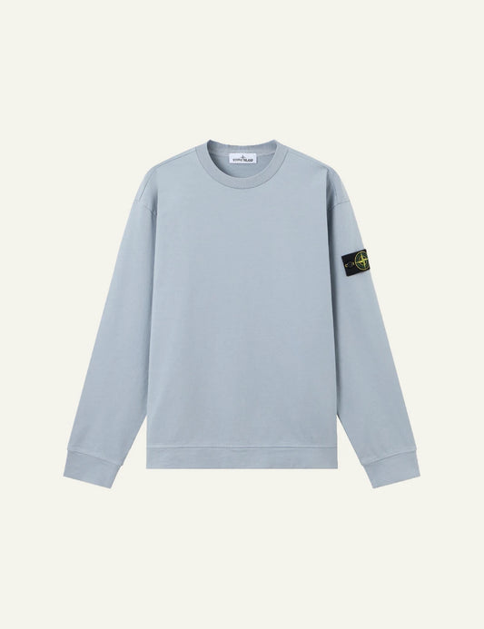 Men's Stone Island light grey organic cotton jersey sweatshirt with Compass logo patch