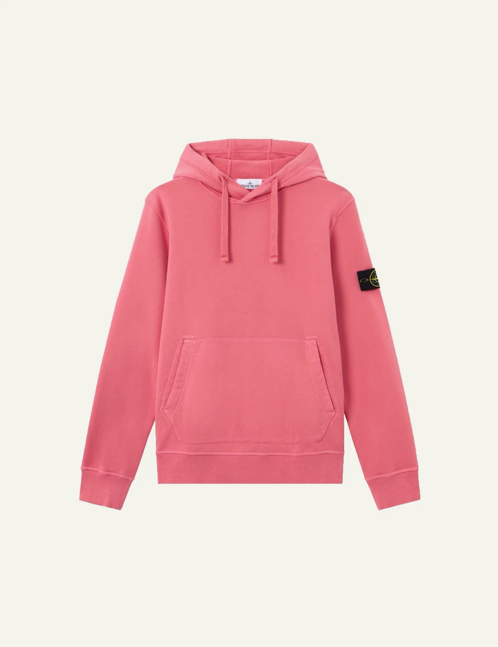 Men's Stone Island coral organic cotton hooded sweatshirt with Compass logo patch