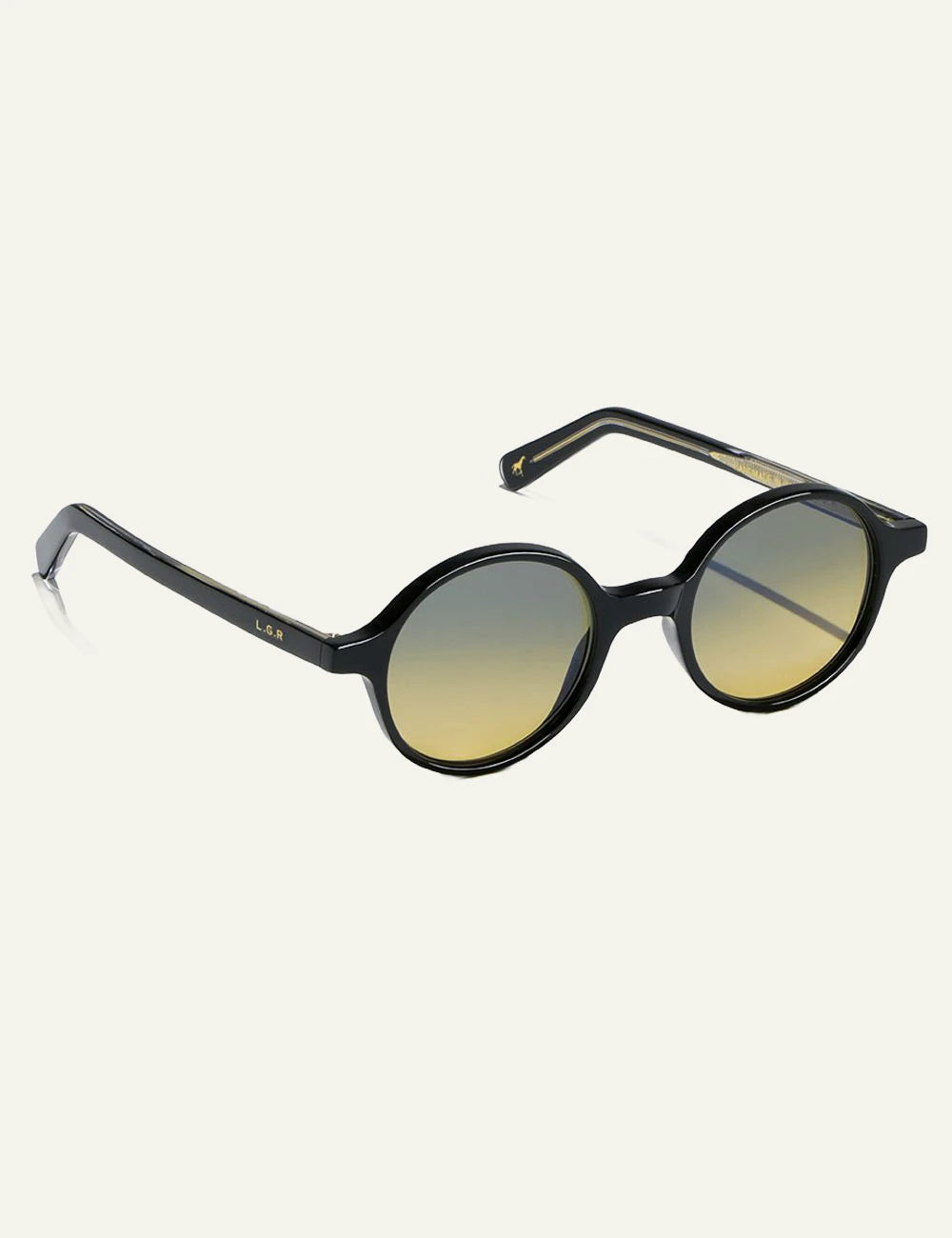 LGR Reunion sunglasses champagne frame green g15 gradient lenses side view