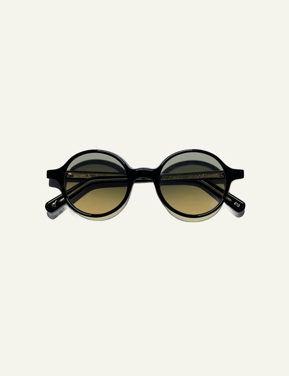 LGR Reunion sunglasses champagne frame green g15 gradient lenses top view