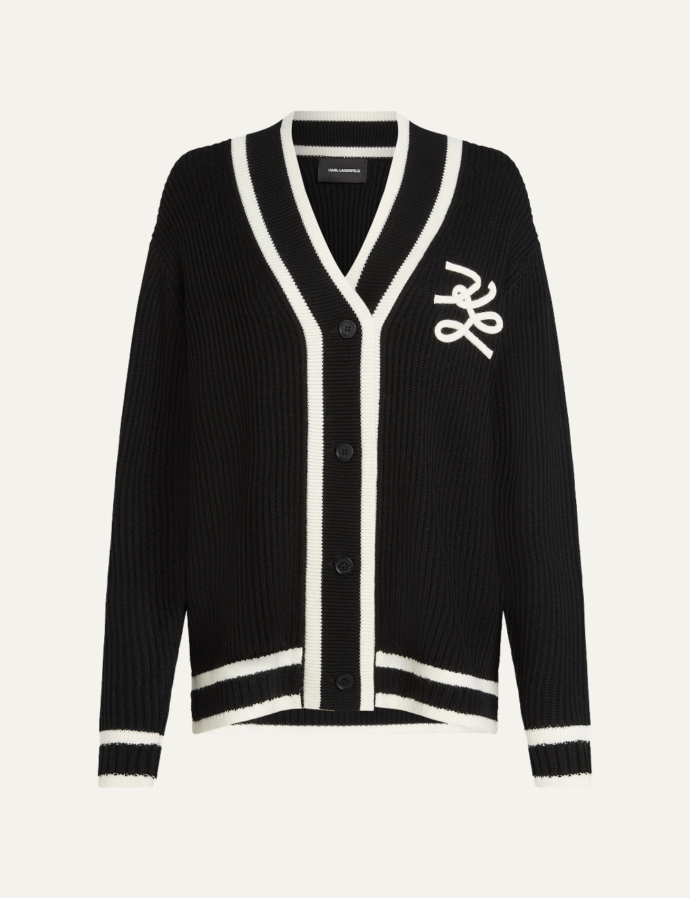 KARL LAGERFELD SOUTACHE AUTOGRAPH CARDIGAN