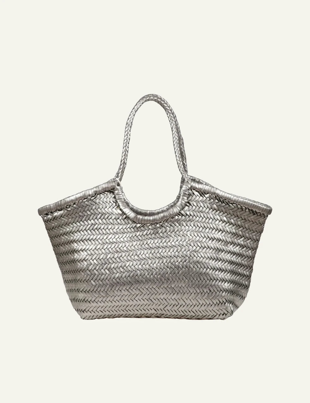 Dragon Diffusion NS Diagonal Triple Jump silver woven leather shoulder bag front view