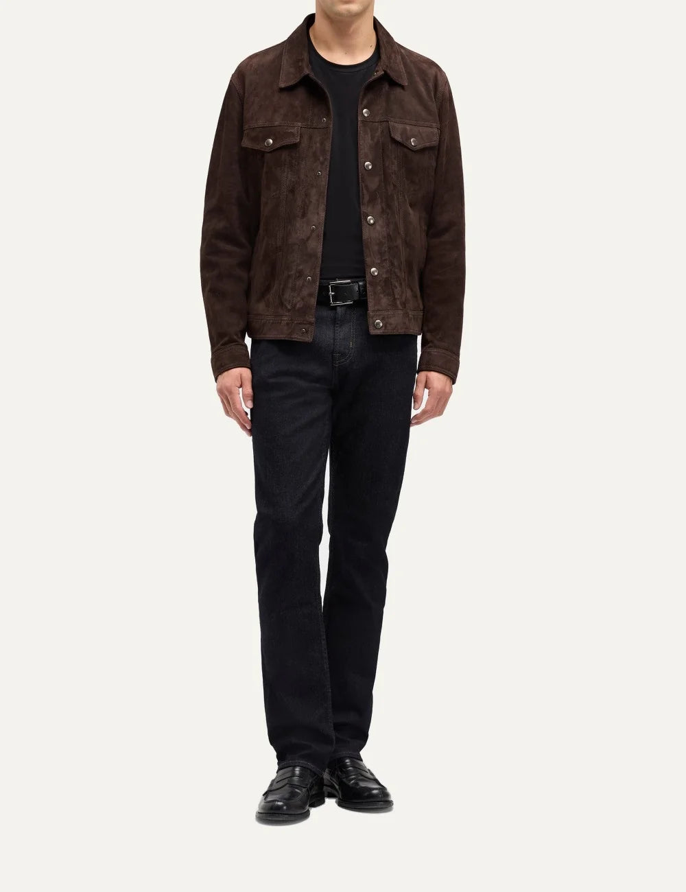 7 For All Mankind men The Straight dark blue Luxe Performance denim straight leg jeans model