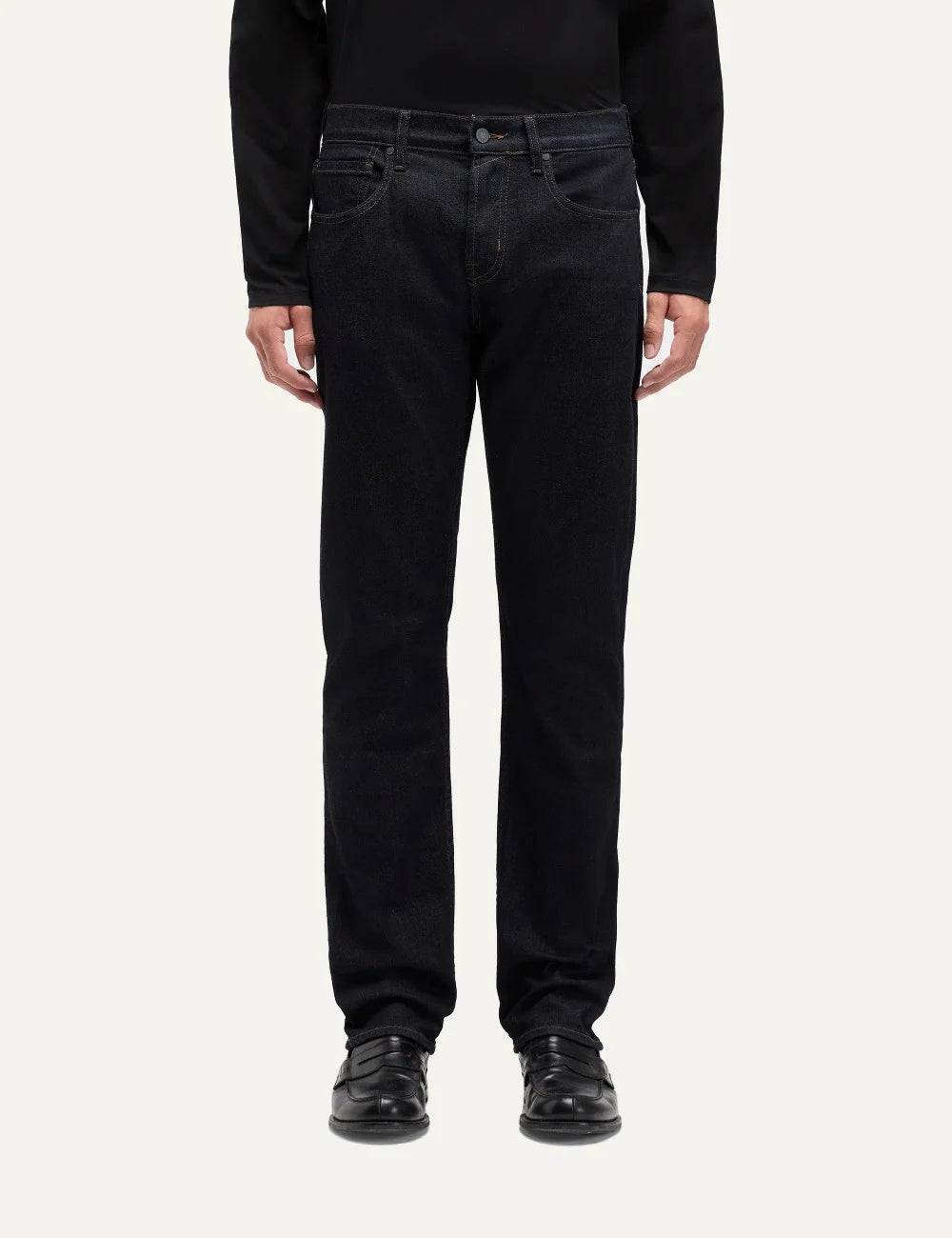 7 For All Mankind men The Straight dark blue Luxe Performance denim straight leg jeans model