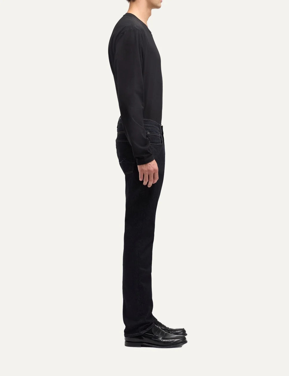 7 For All Mankind men The Straight dark blue Luxe Performance denim straight leg jeans side