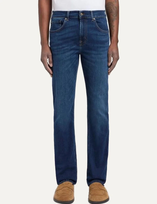 7 For All Mankind men The Straight medium wash jeans with relaxed straight leg and faded details