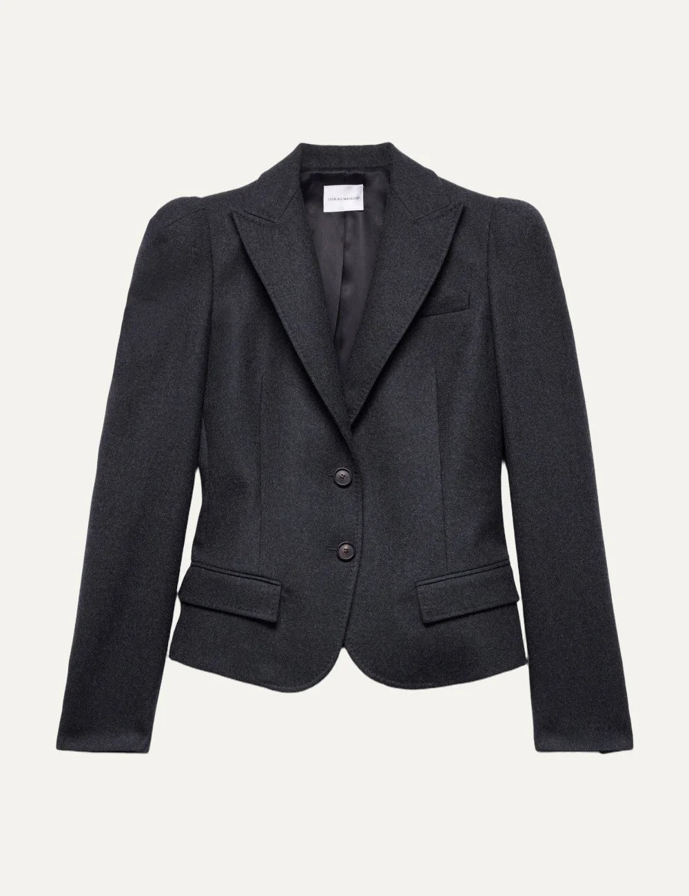 7 For All Mankind women dark grey tailored blazer with structured high shoulders and notched lapels