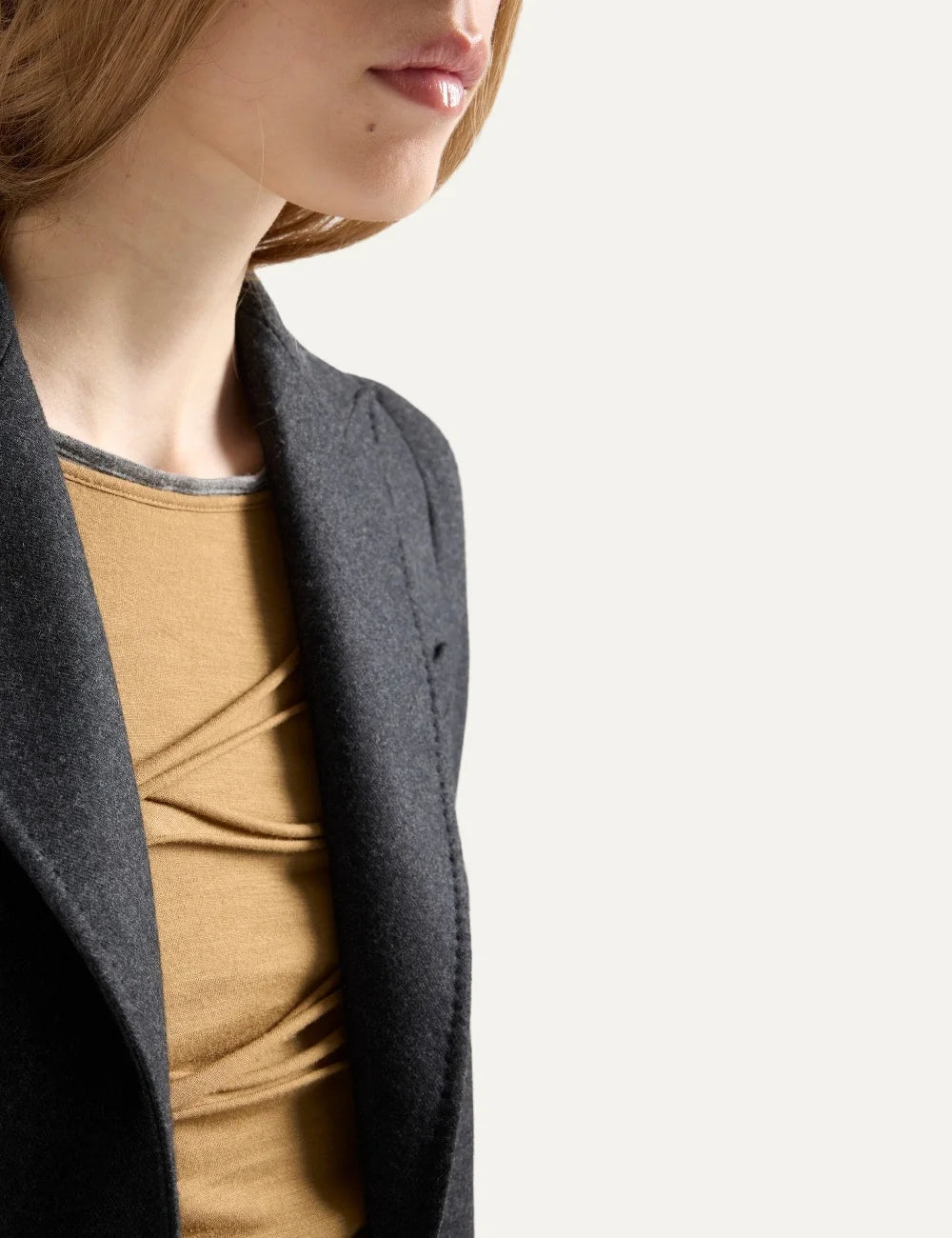 7 For All Mankind women dark grey tailored blazer with structured high shoulders and notched lapels detail