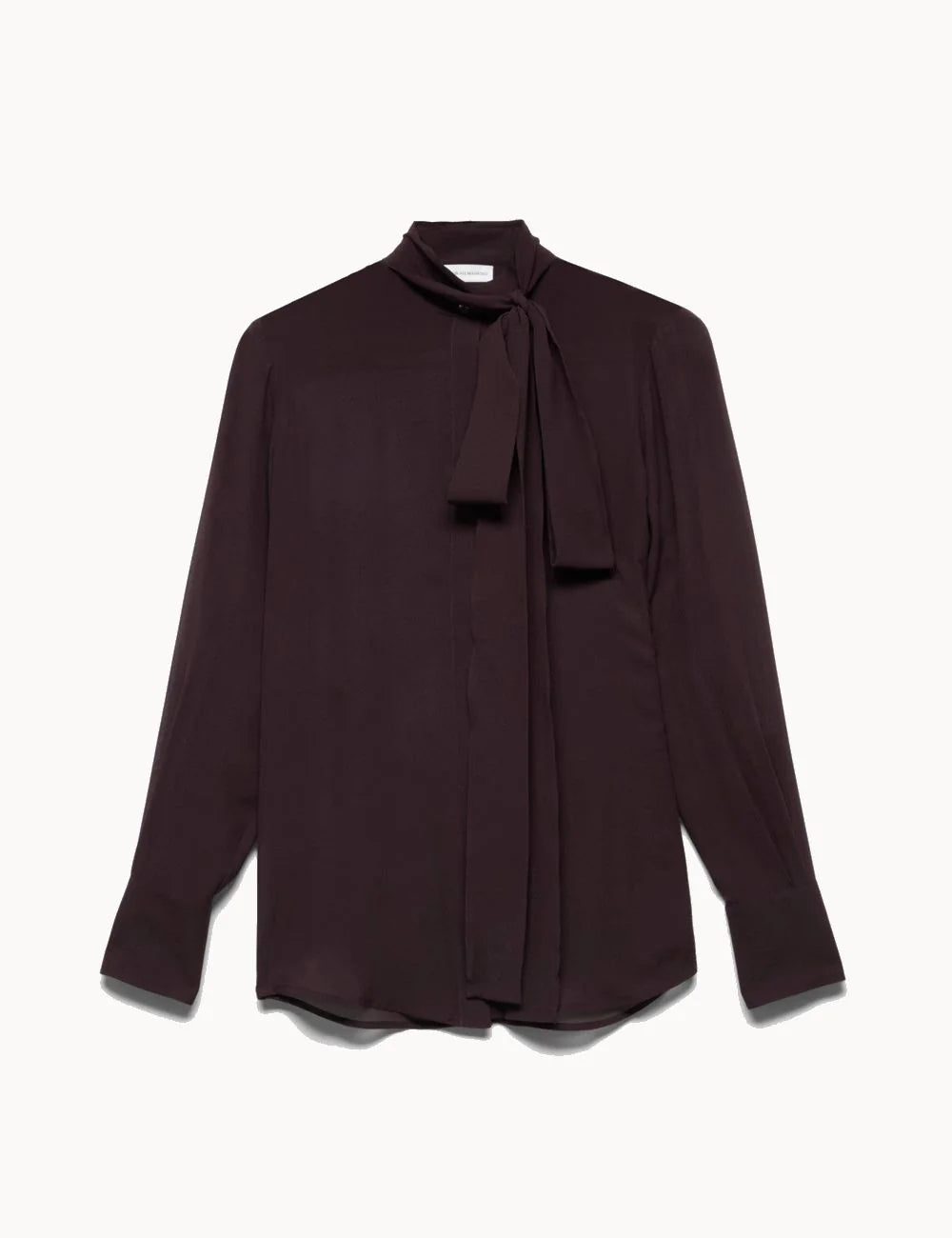7 For All Mankind women Bordeaux silk long sleeve shirt with neck tie detail