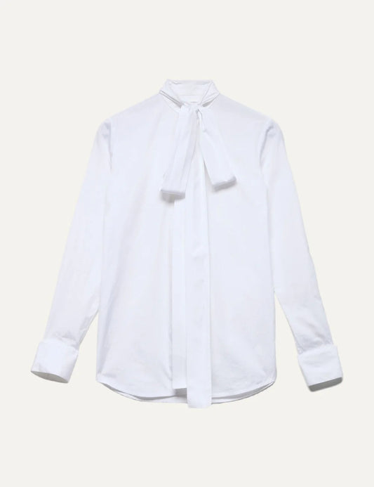 7 For All Mankind women white long sleeve shirt with neck tie detail