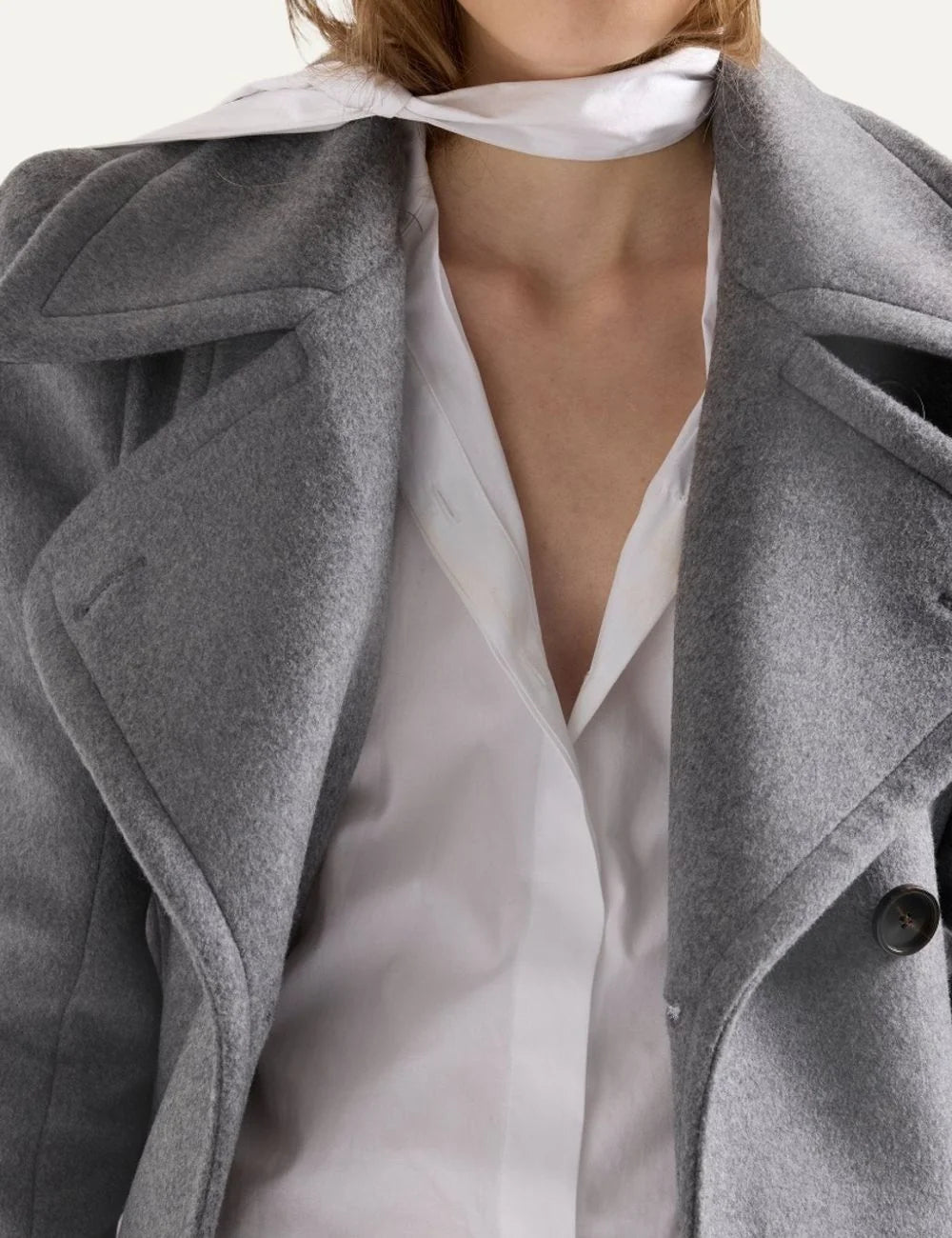 7 For All Mankind women white long sleeve shirt with neck tie detail detail