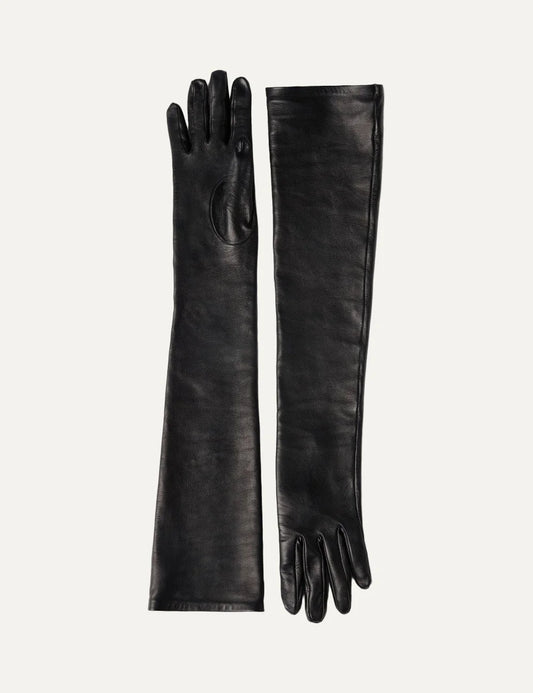 7 For All Mankind women black long leather-look gloves with full-finger design