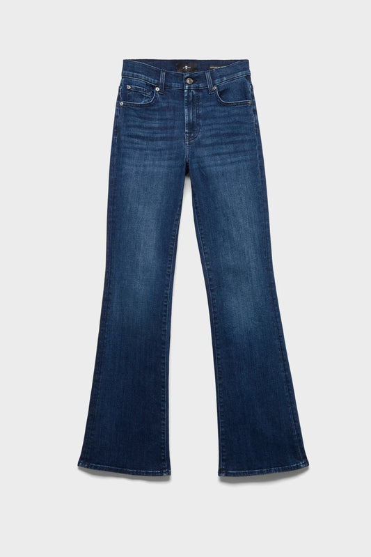 7 For All Mankind women dark wash bootcut jeans with sculpting stretch denim and subtle faded details