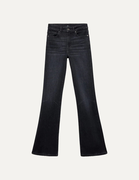 7 For All Mankind women black wash bootcut jeans with sculpting stretch denim and subtle faded details