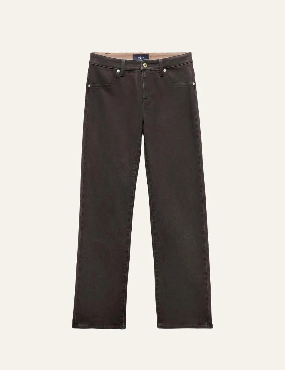7 For All Mankind women brown straight-leg jeans with leather-look vintage finish