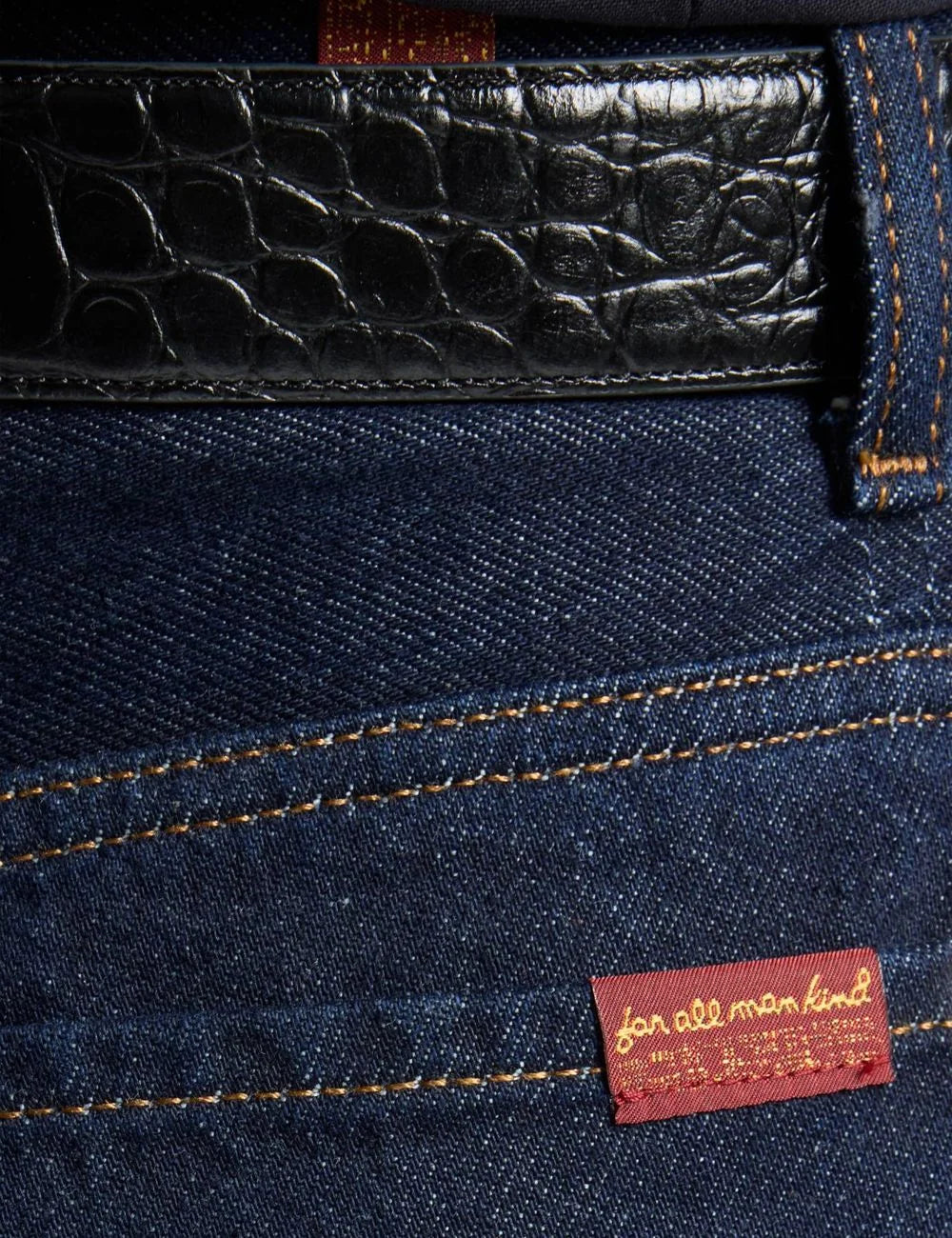 7 For All Mankind women dark wash mid-rise barrel-leg jeans with relaxed fit and contrast stitching detail