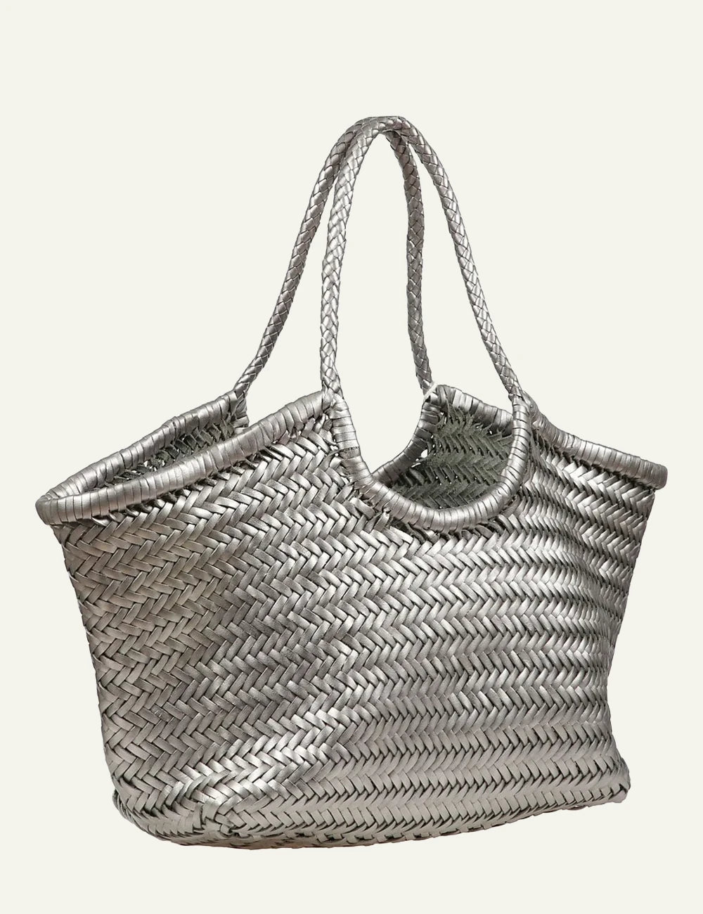 Dragon Diffusion NS Diagonal Triple Jump silver woven leather shoulder bag side  view