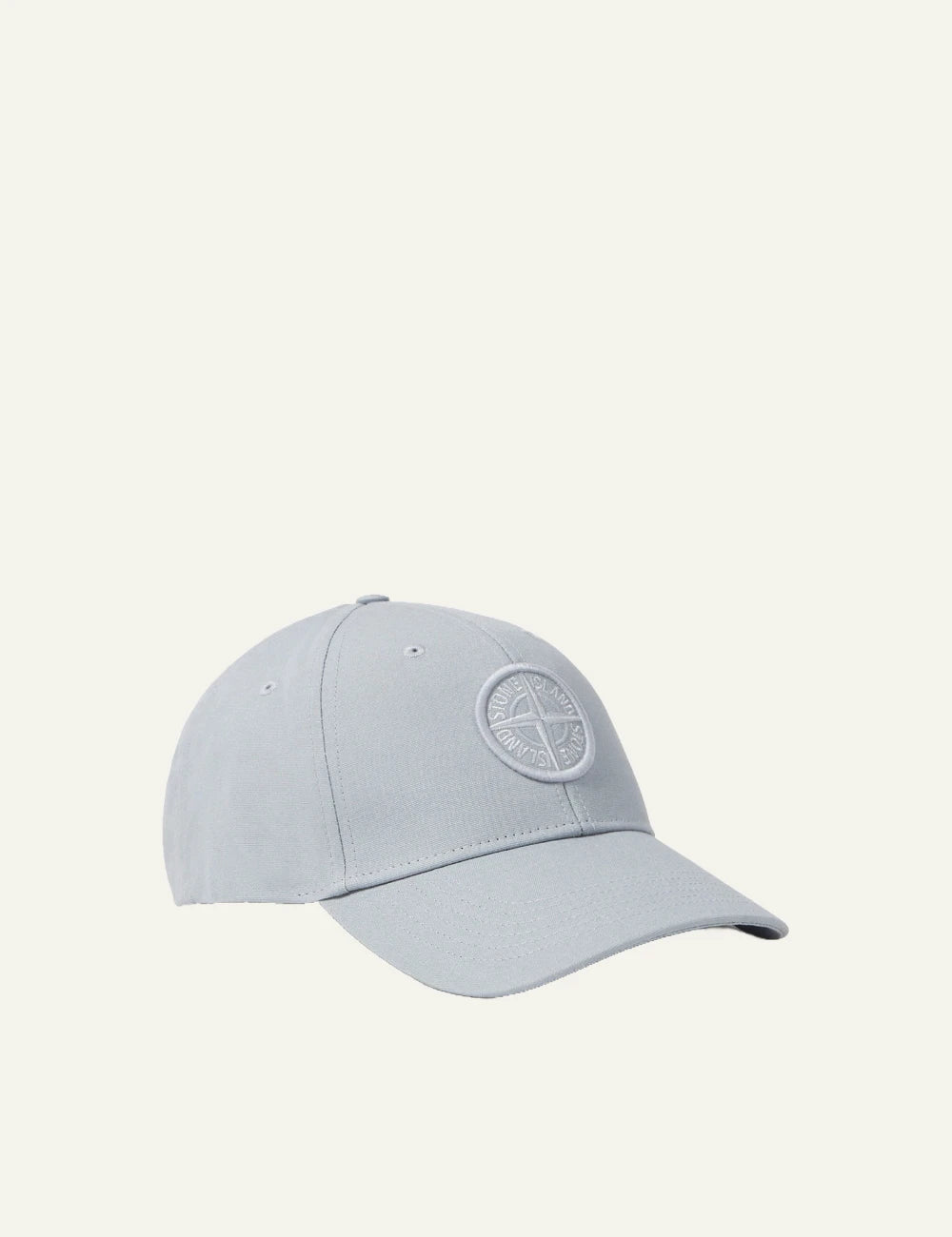 Men's Stone Island ash grey cotton baseball cap with embroidered Compass logo