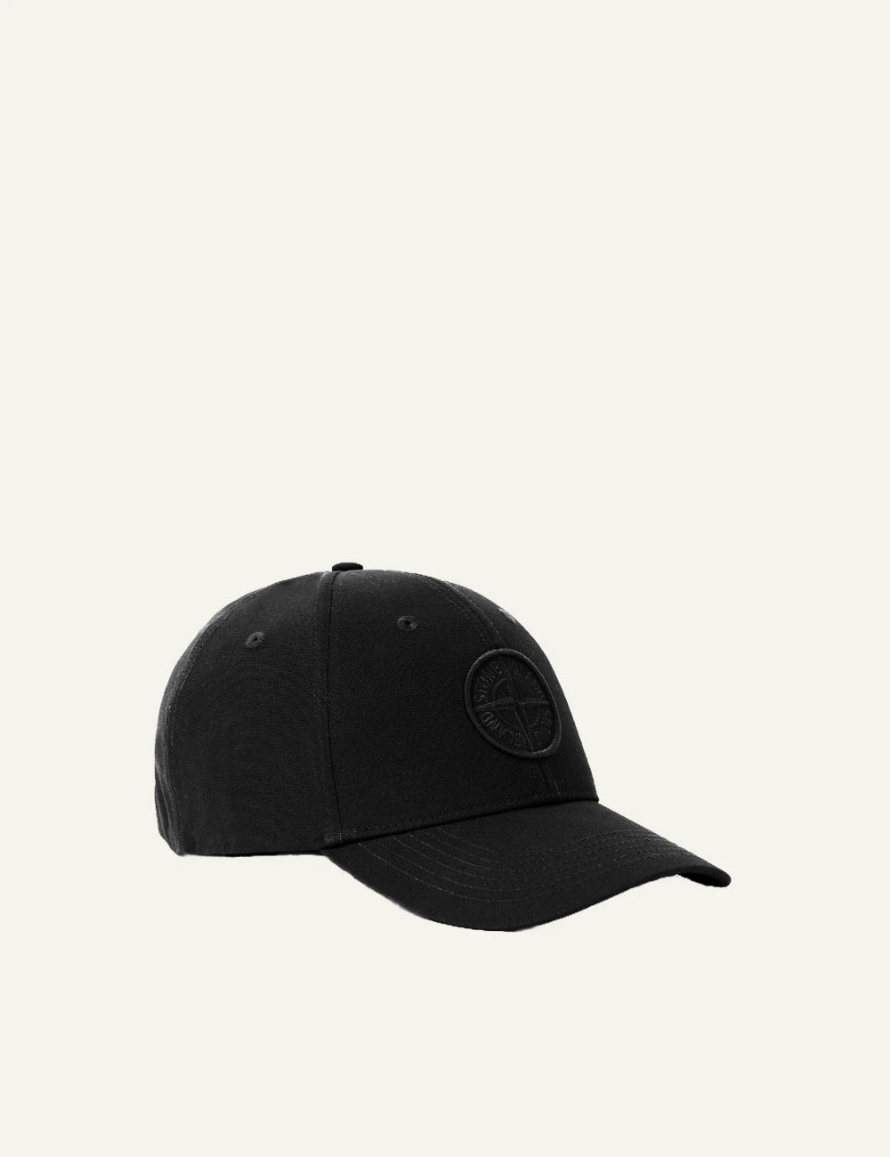 Men's Stone Island black cotton baseball cap with embroidered Compass logo