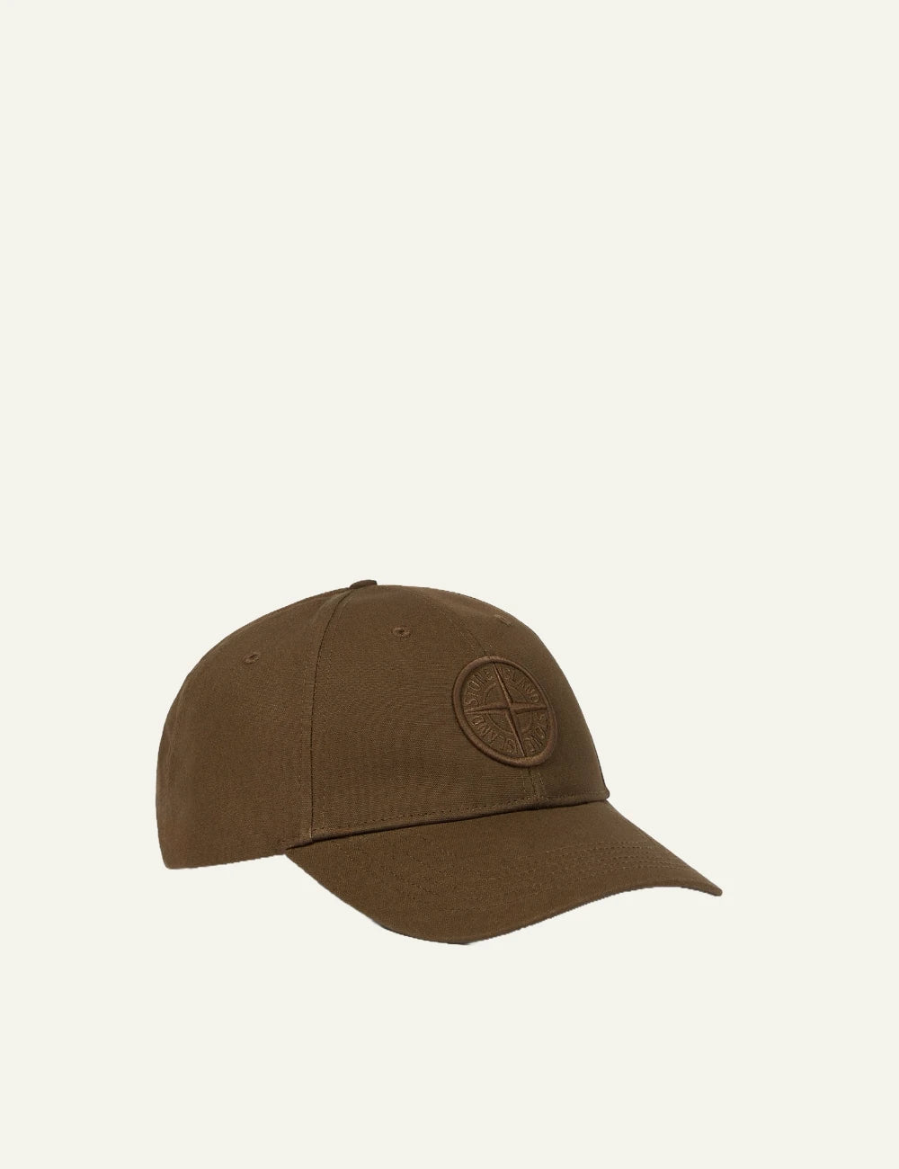 Men's Stone Island military green cotton baseball cap with embroidered Compass logo