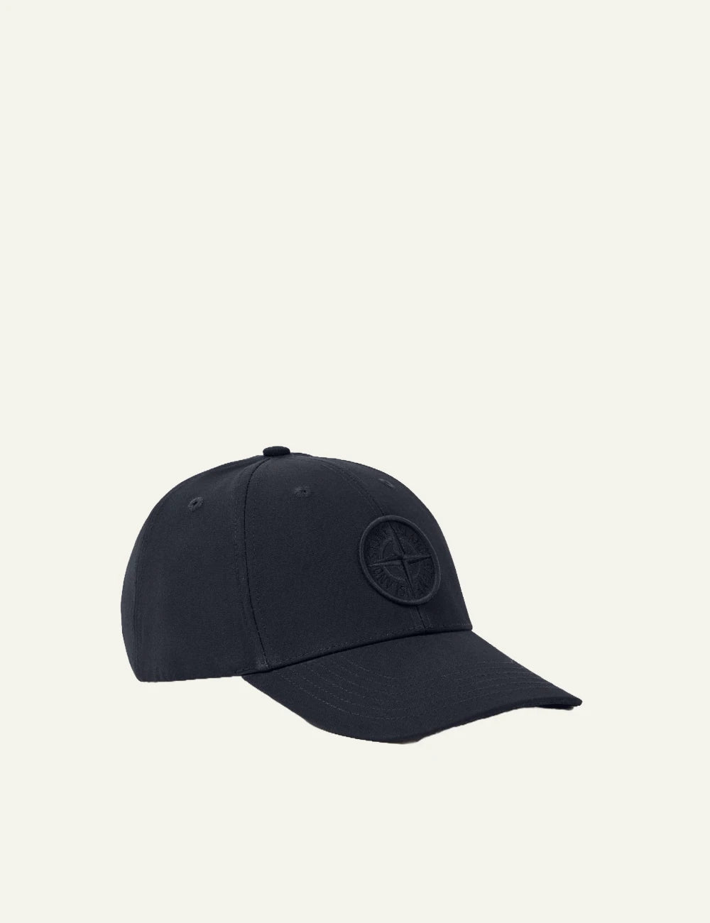 Men's Stone Island navy blue cotton baseball cap with embroidered Compass logo