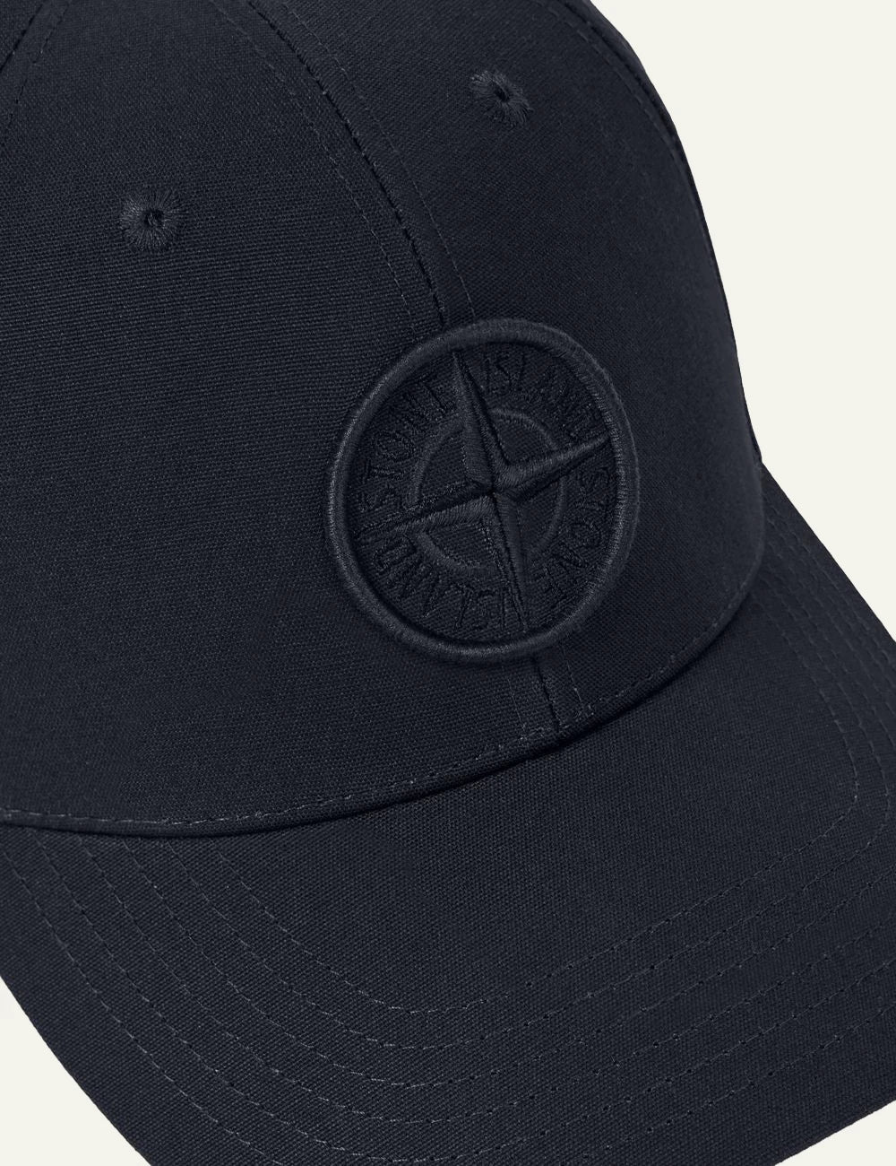 Men's Stone Island navy blue cotton baseball cap with embroidered Compass logo detail