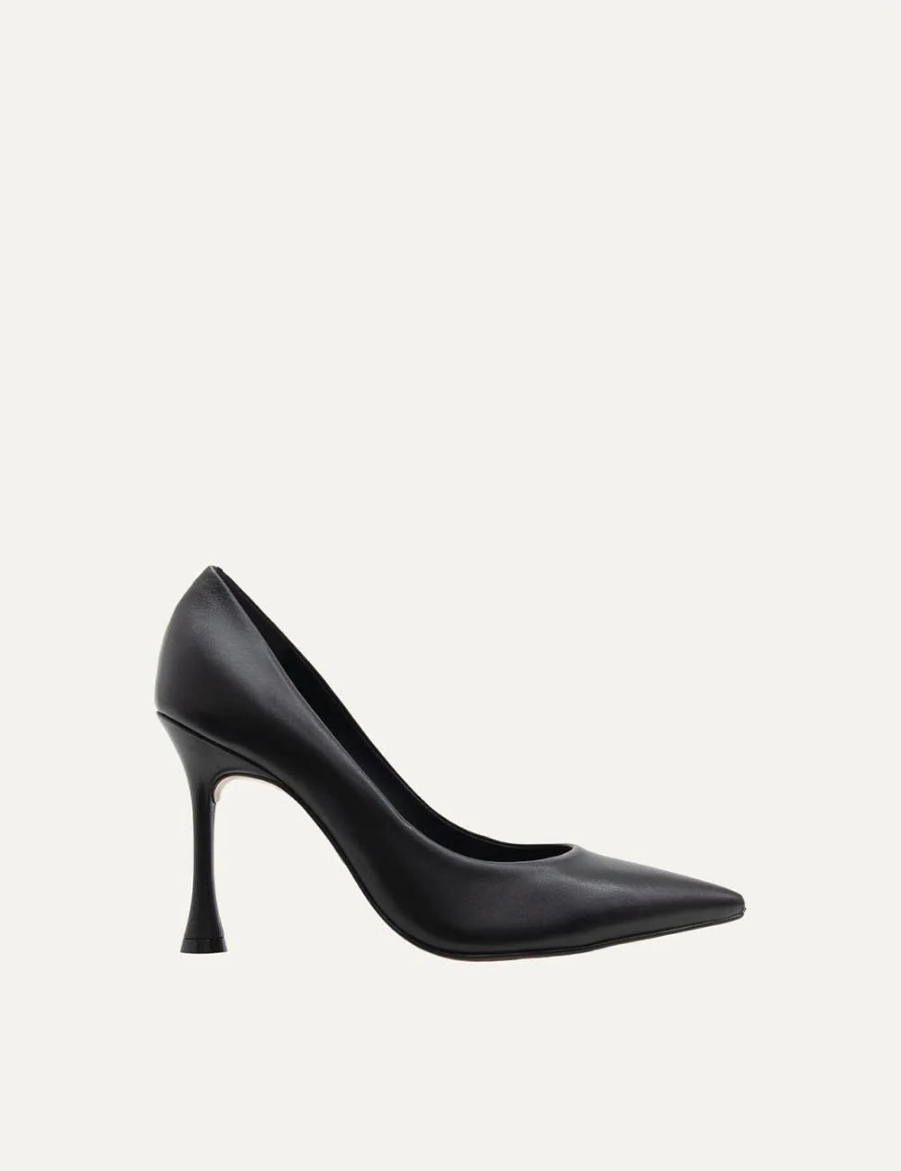Carrano Women’s Black Leather Stiletto Pumps side view