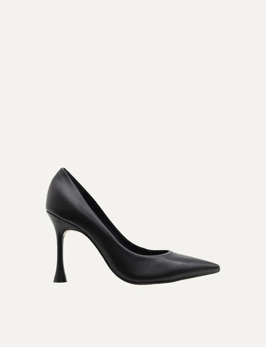 Carrano Women’s Black Leather Stiletto Pumps side view