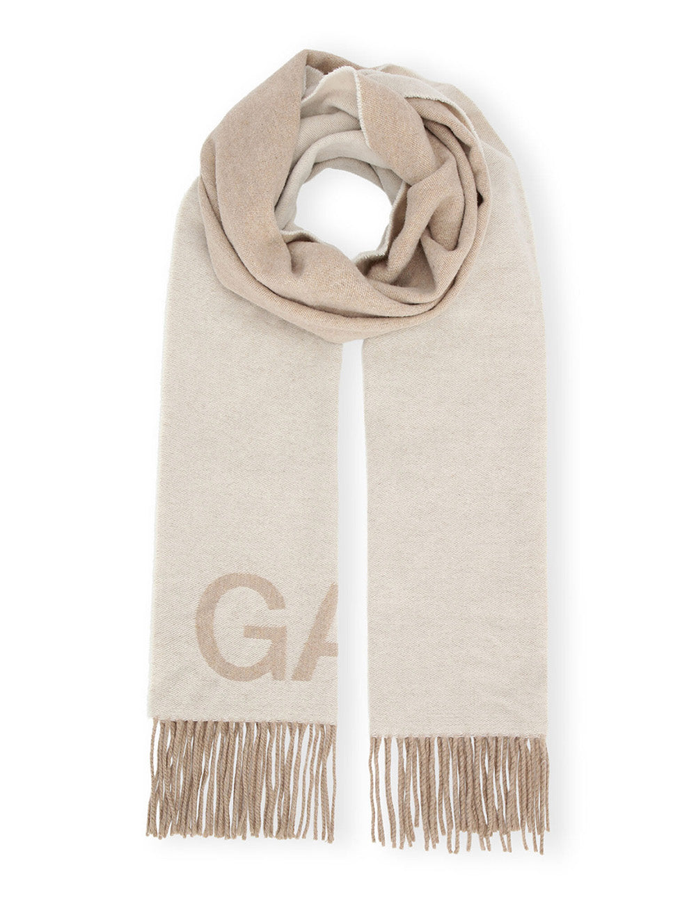 GANNI FRINGED WOOL SCARF GANNI