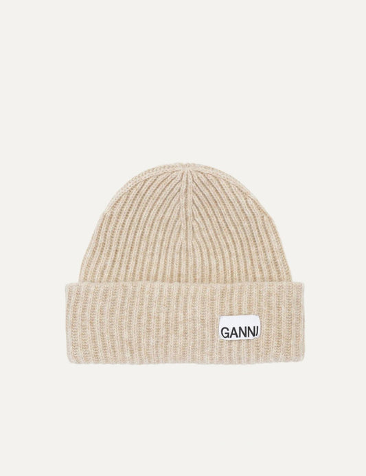 GANNI STRUCTURED RIB BEANIE