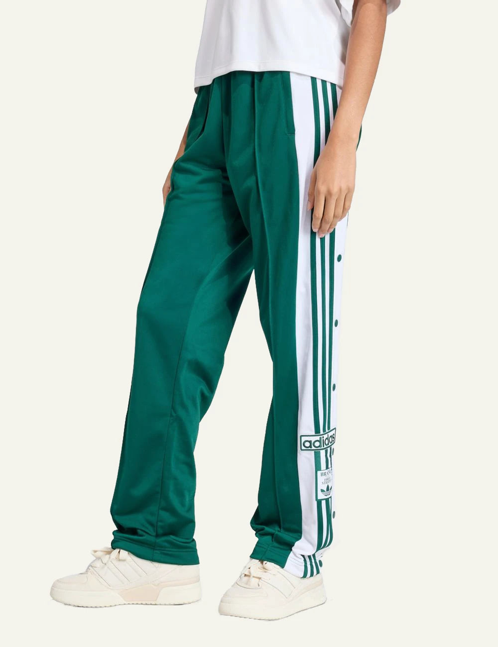 adidas adibreak green wide leg track pants collegiate green side view