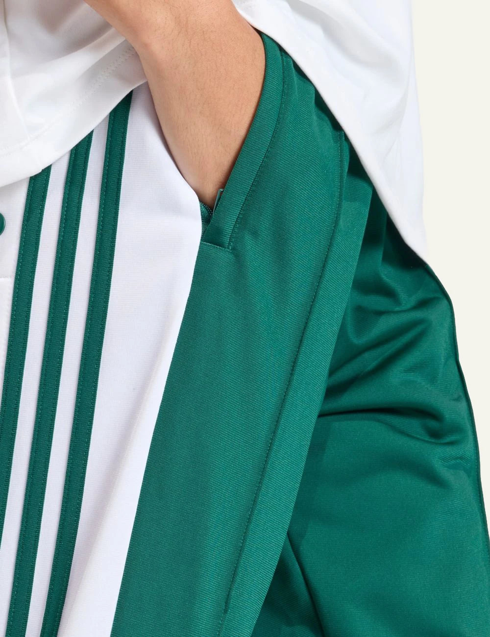 adidas adibreak green wide leg track pants collegiate green detail view