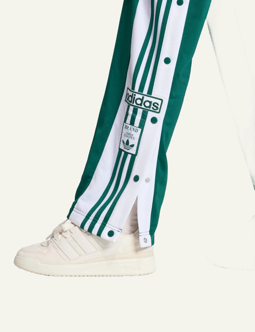 adidas adibreak green wide leg track pants collegiate green side logo view