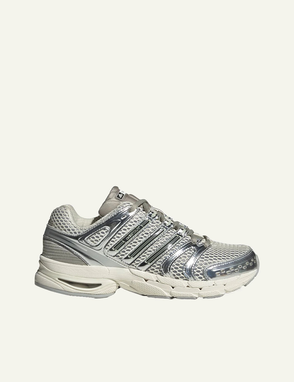 adidas Originals Adistar Control 5 sneakers in Off White with silver metallic overlays side
