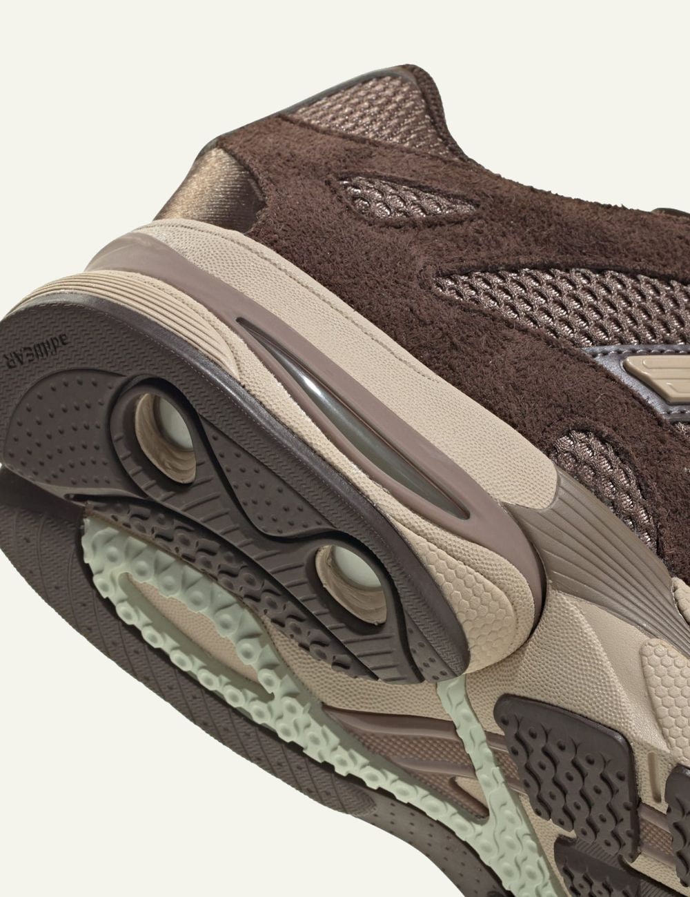 Women's adidas Originals Adistar MLD brown mesh sneakers with suede overlays, TPU 3-Stripes and ADIWEAR sole back