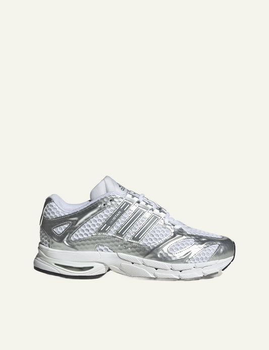 Women's adidas Originals Adistar MLD white and silver mesh sneakers with metallic overlays