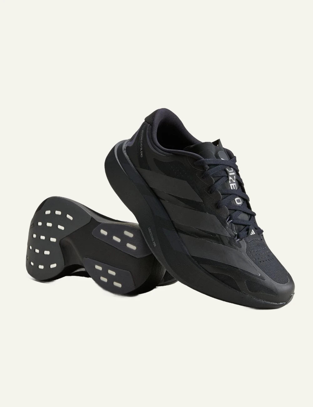 Women's adidas Originals Adizero Evo SL EXO black running sneakers with LIGHTSTRIKE PRO midsole front