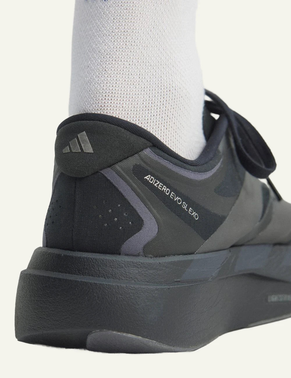 Women's adidas Originals Adizero Evo SL EXO black running sneakers with LIGHTSTRIKE PRO midsole back