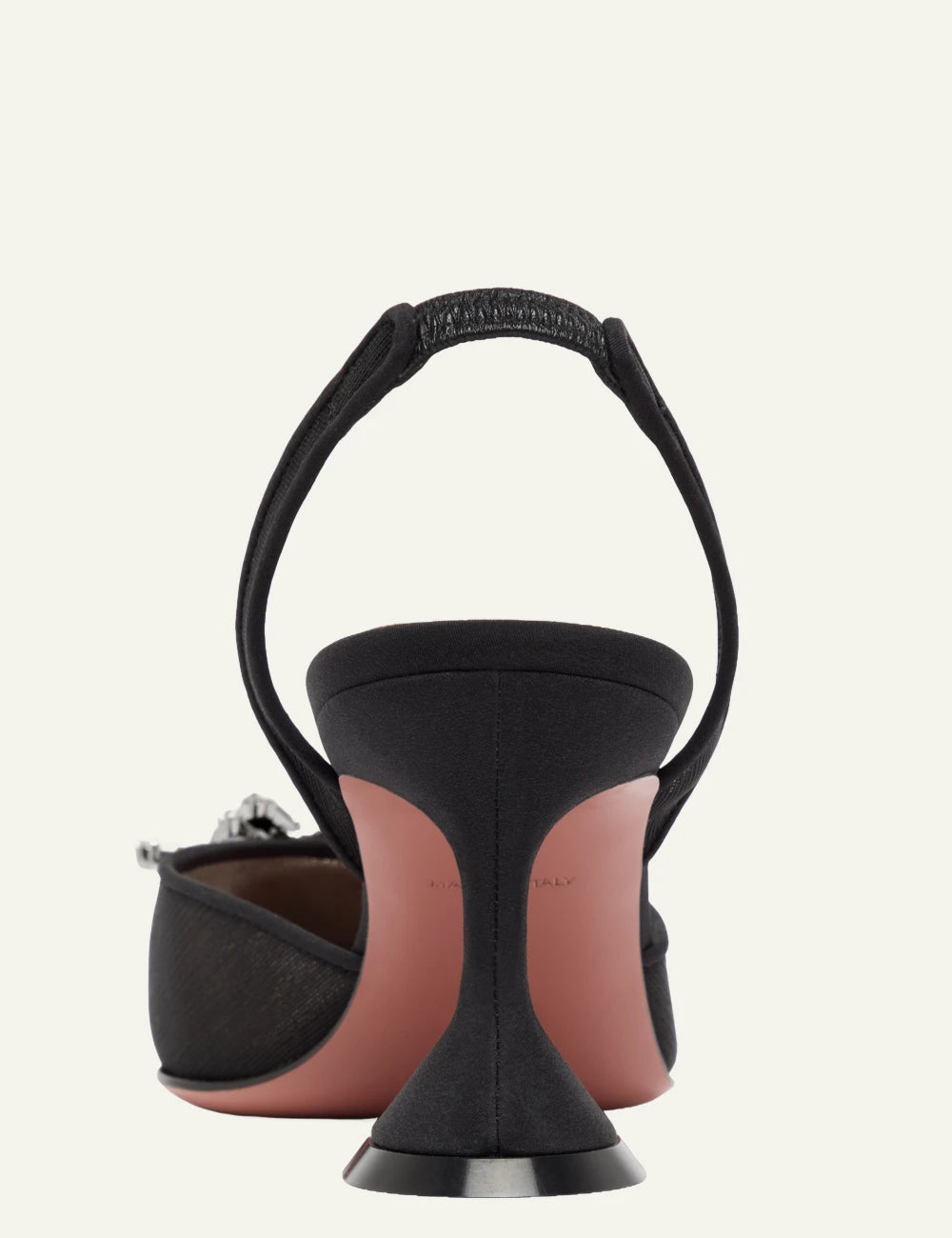 Amina Muaddi Begum Mesh Sling 70 mavro mesh me crystal starburst brooch back view 