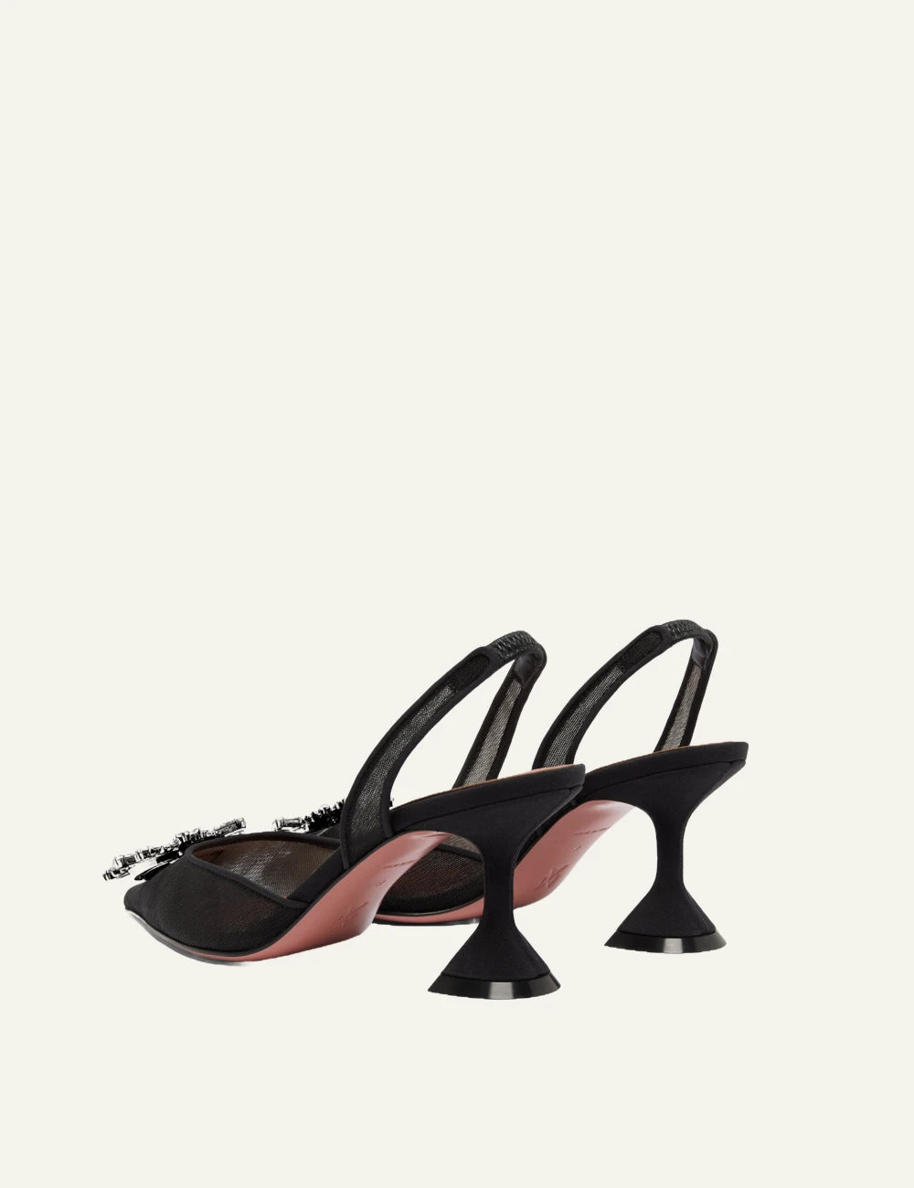 Amina Muaddi Begum Mesh Sling 70 mavro mesh me crystal starburst brooch pair back view